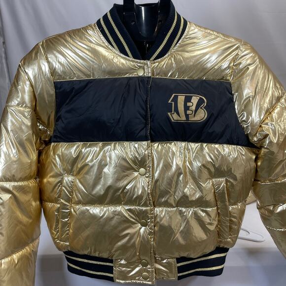 Cincinnati Bengals G-III 4Her Gold Metallic Puffer Jacket - Picture 1 of 5